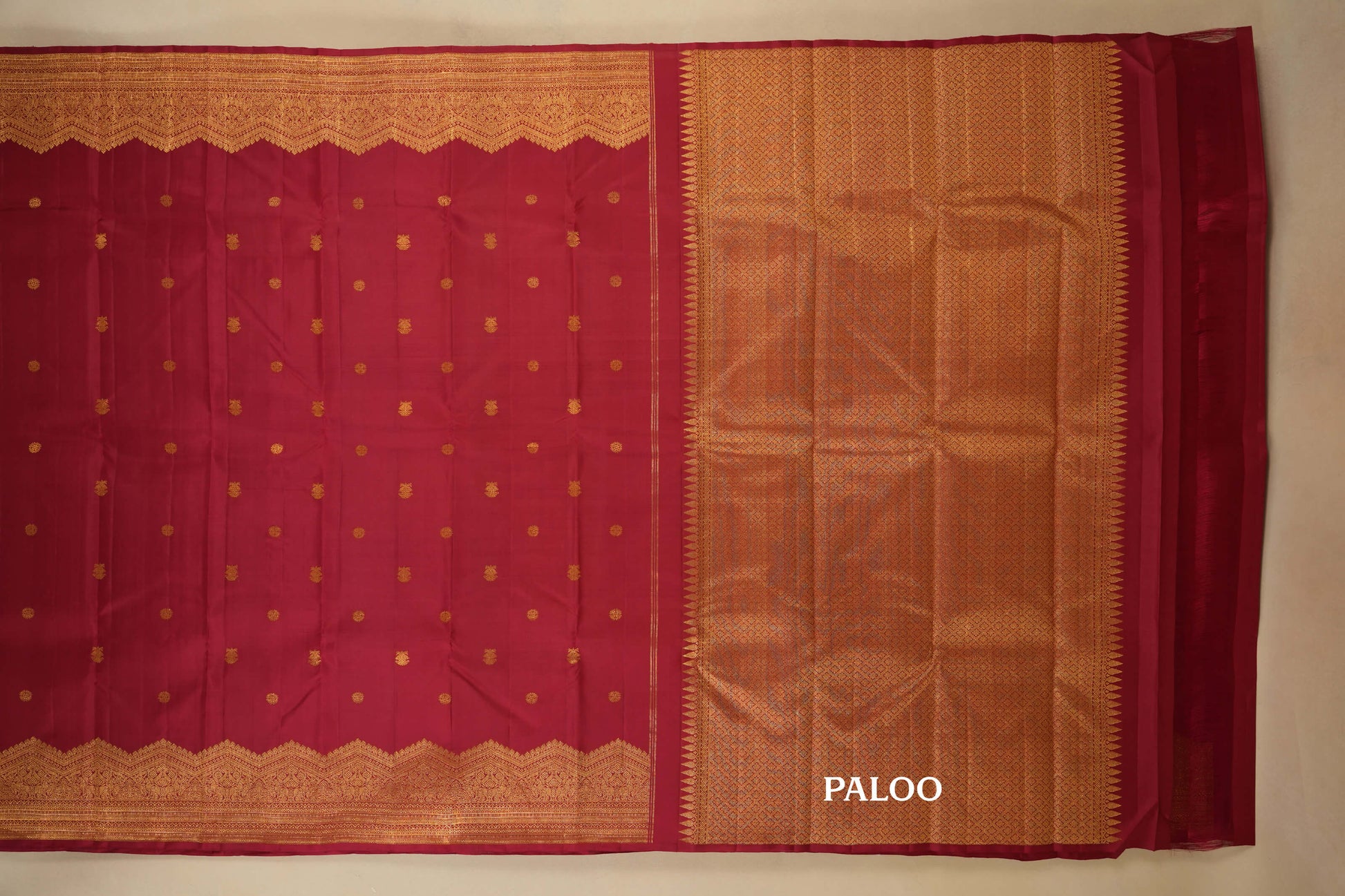 Maroon Kanjivaram Silk Saree paloo