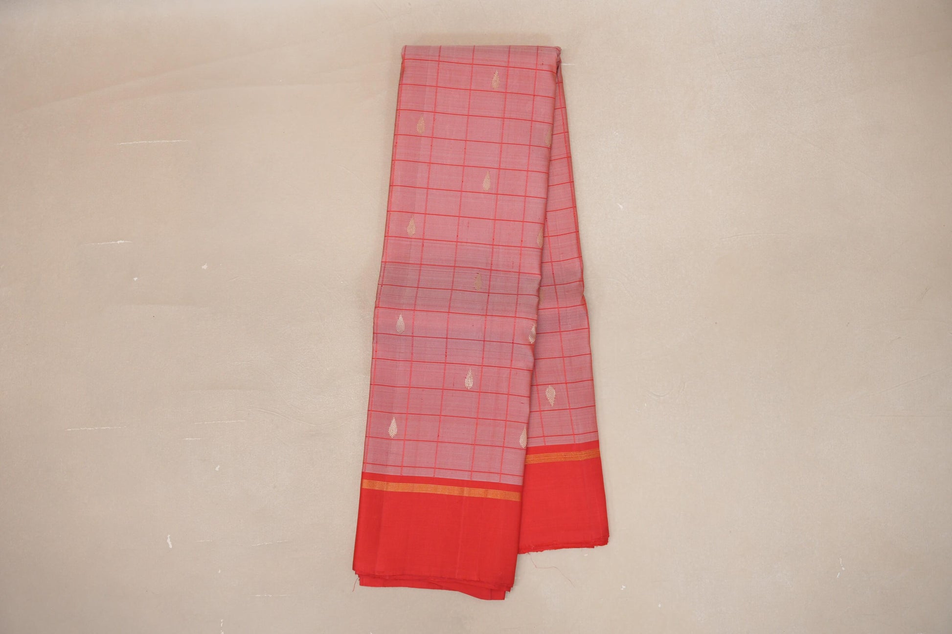 Pastel Red with Red Borders Vintage Kanjivaram Silk Saree online 