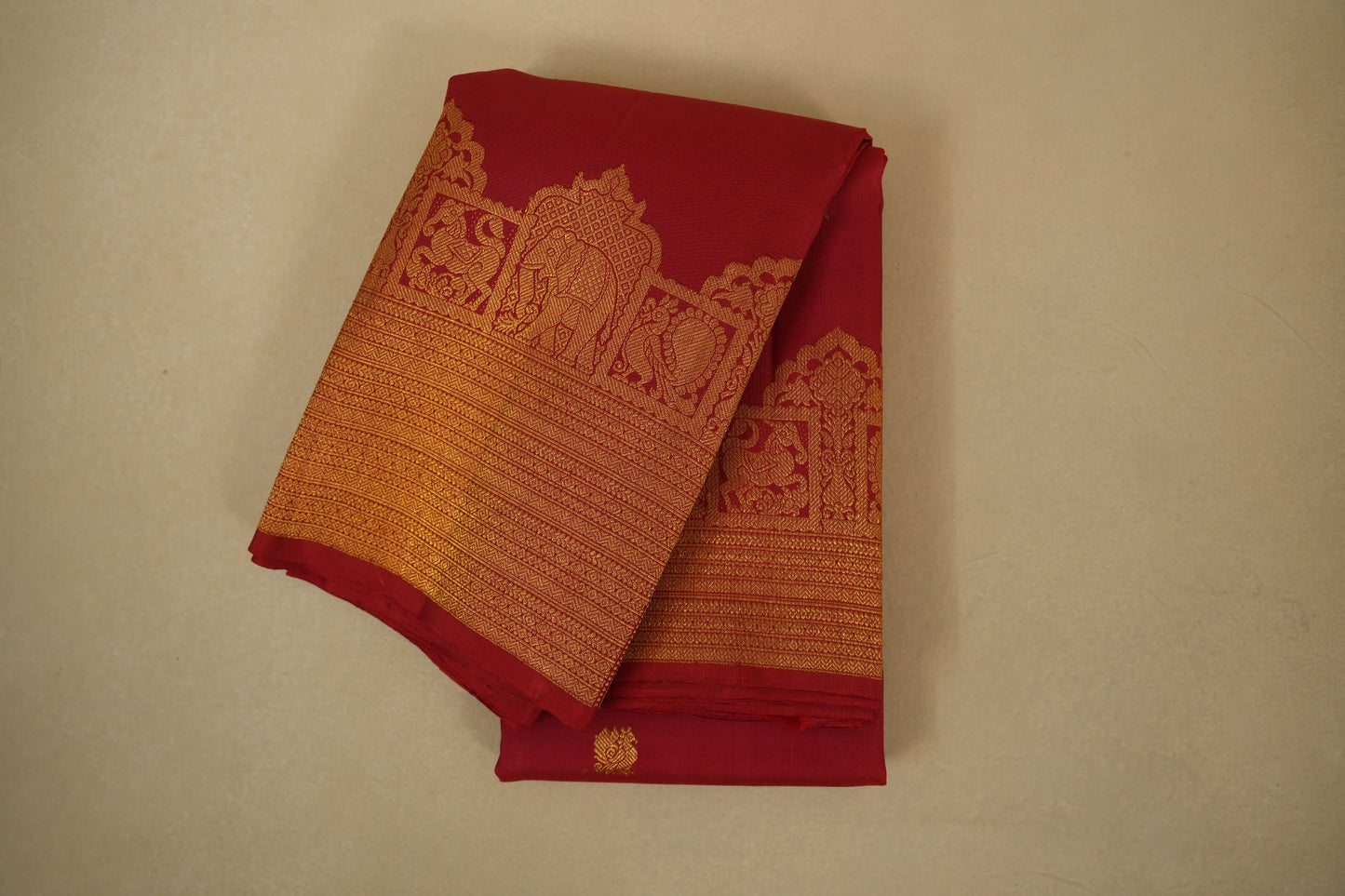 folded Red vintage kanjivaram silk saree