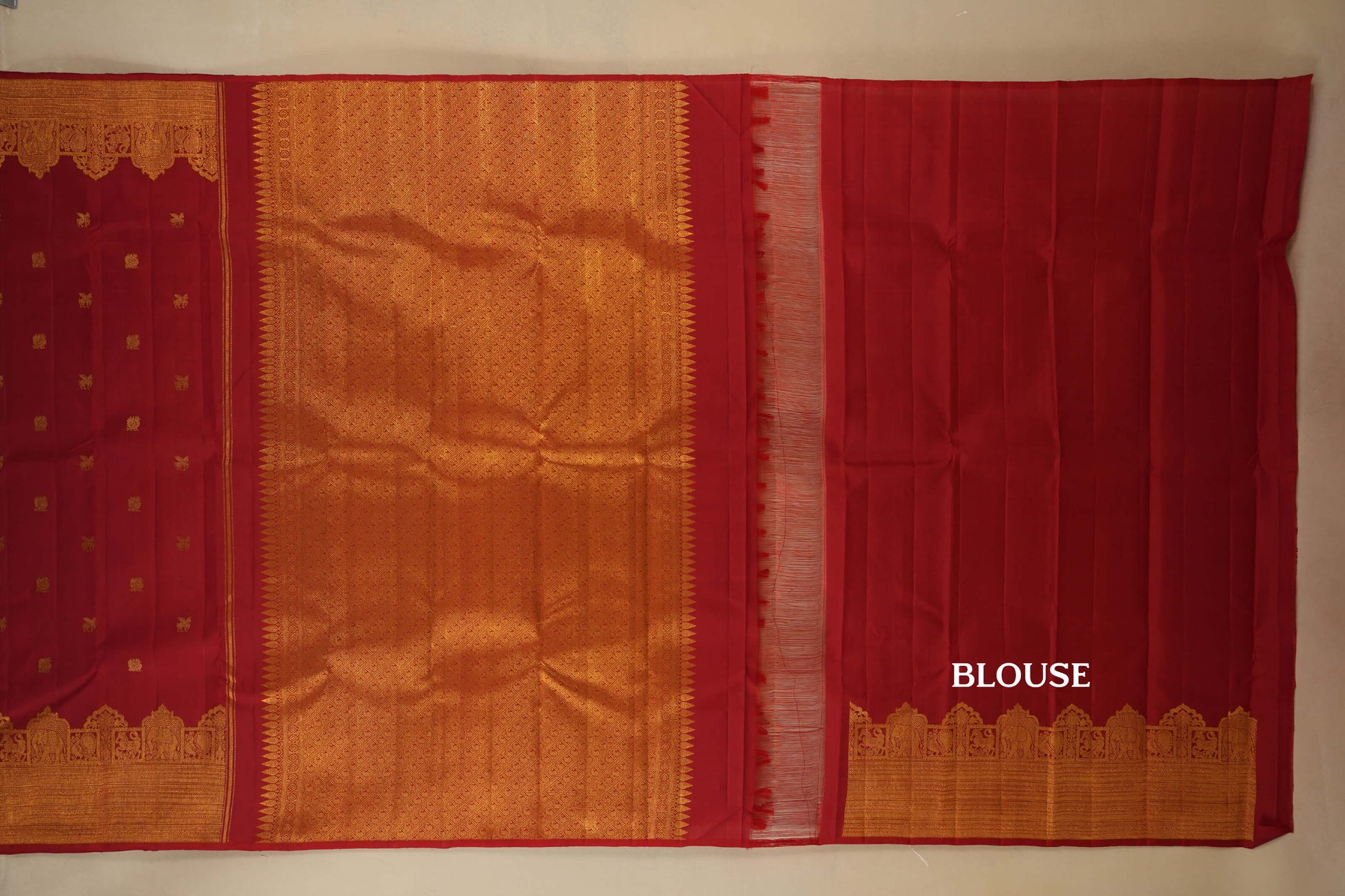 Red Kanjivaram Silk Saree blouse