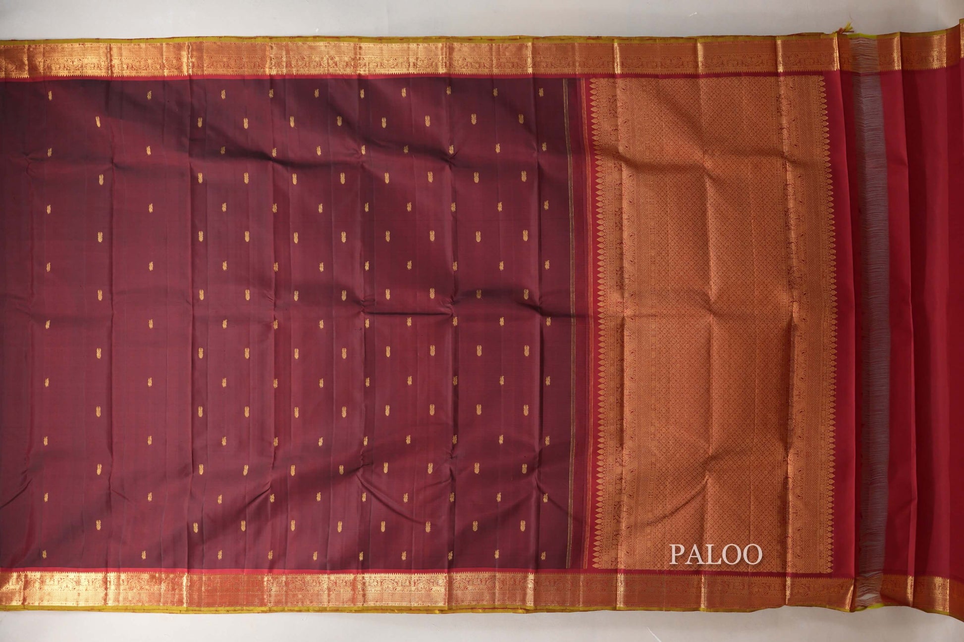 Reddish Maroon Vintage Kanjivaram Silk Saree paloo