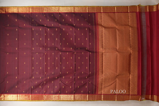 Reddish Maroon Vintage Kanjivaram Silk Saree paloo