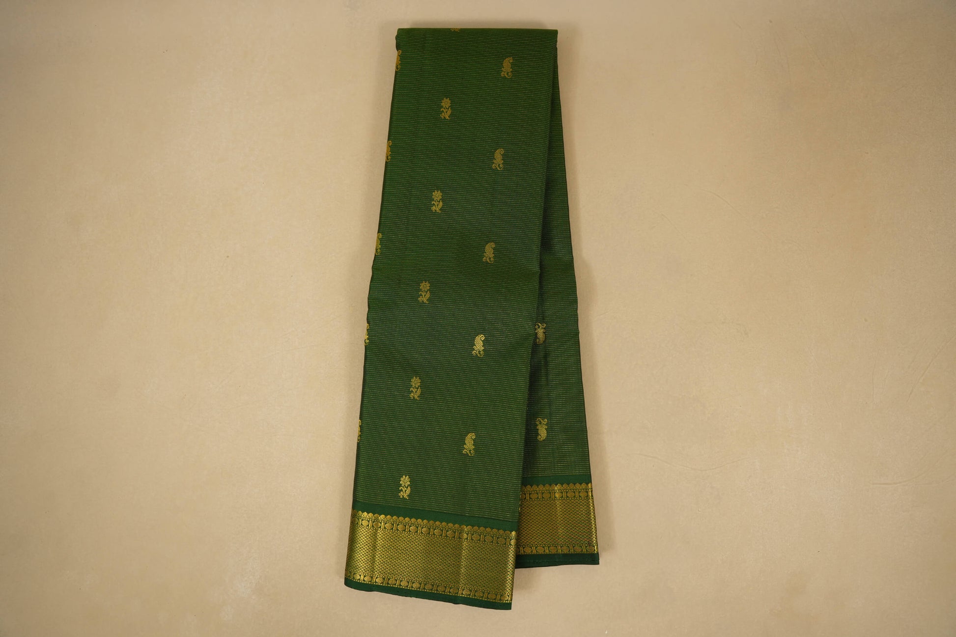 veldhari Dark Green Kanjivaram Silk Saree