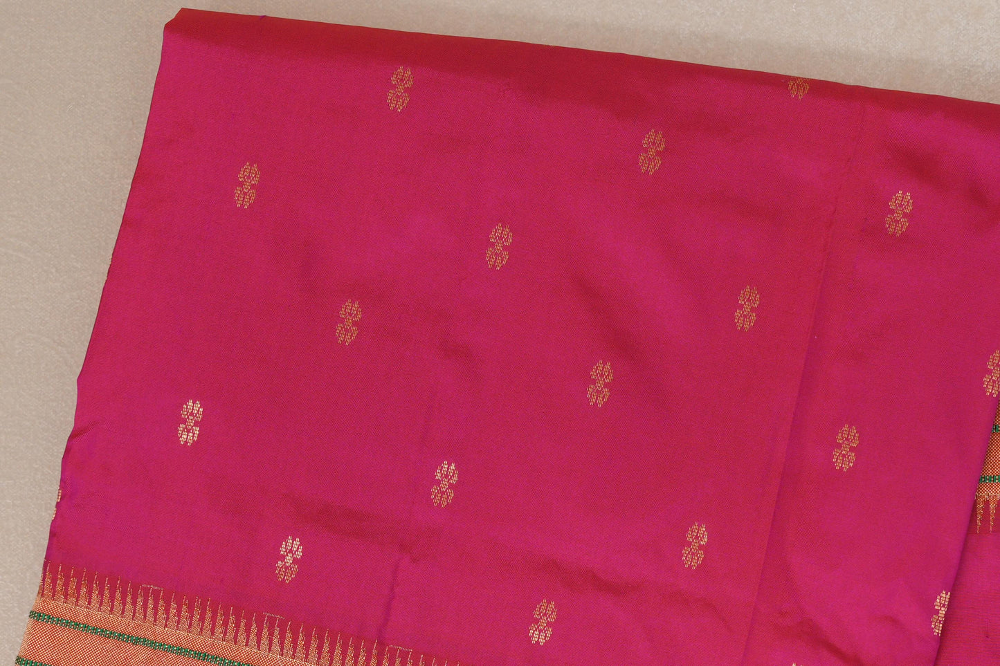 rani pink Paithani Inspired Soft Silk Saree body zoom