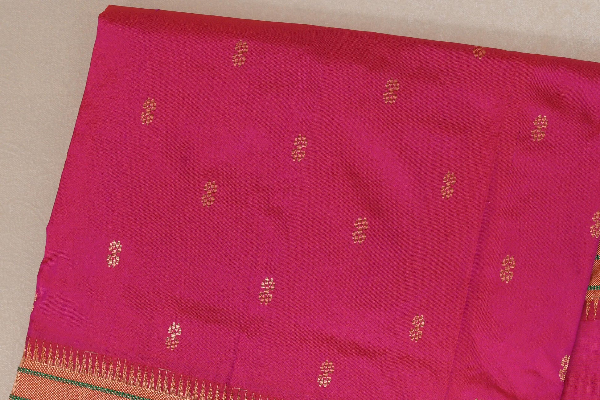 rani pink Paithani Inspired Soft Silk Saree body zoom