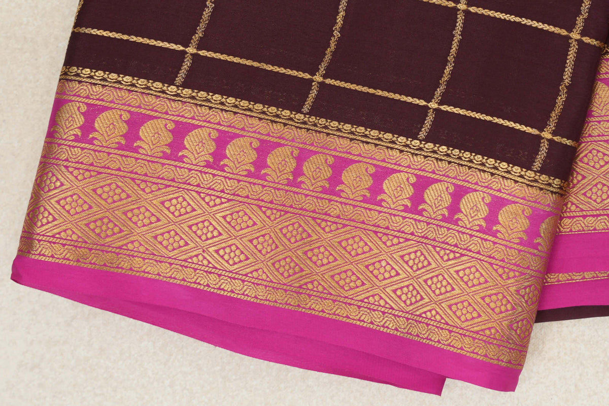 Plum Brown Mysore Silk Saree border