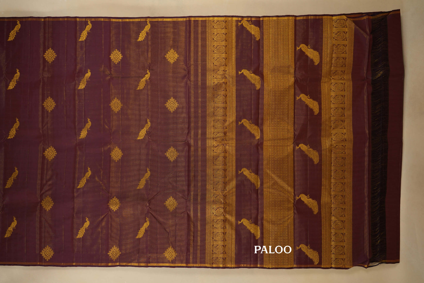  burgundy maroon vintage kanjivaram silk saree paloo