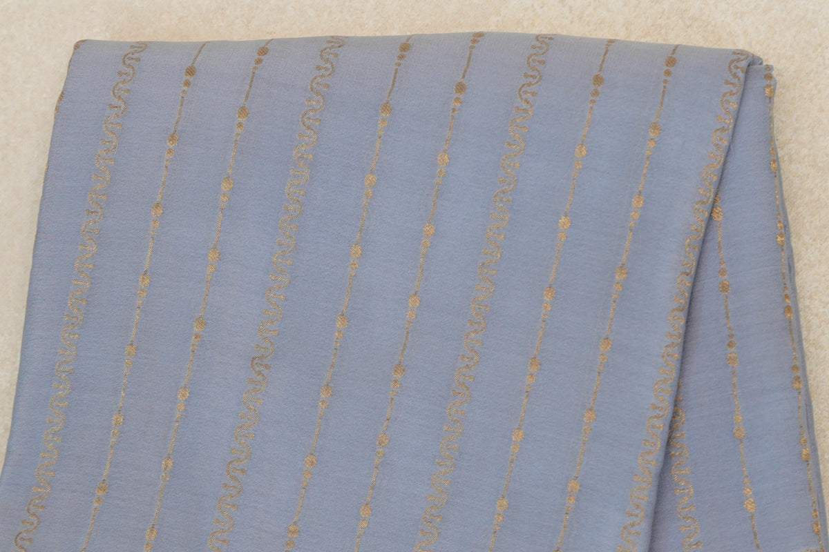 Grey Blue Mysore Silk Saree body