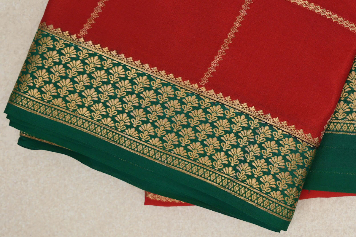 Tomato Red Mysore Silk Saree border