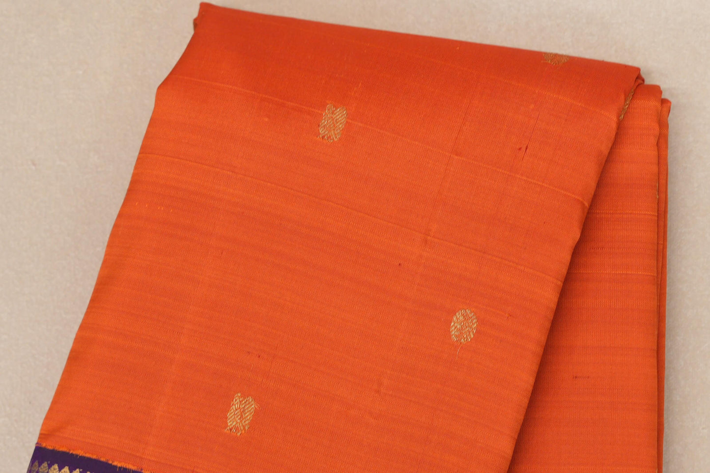 Deep orange with Deep Violet border Vintage Kanjivaram Silk Saree SS8979
