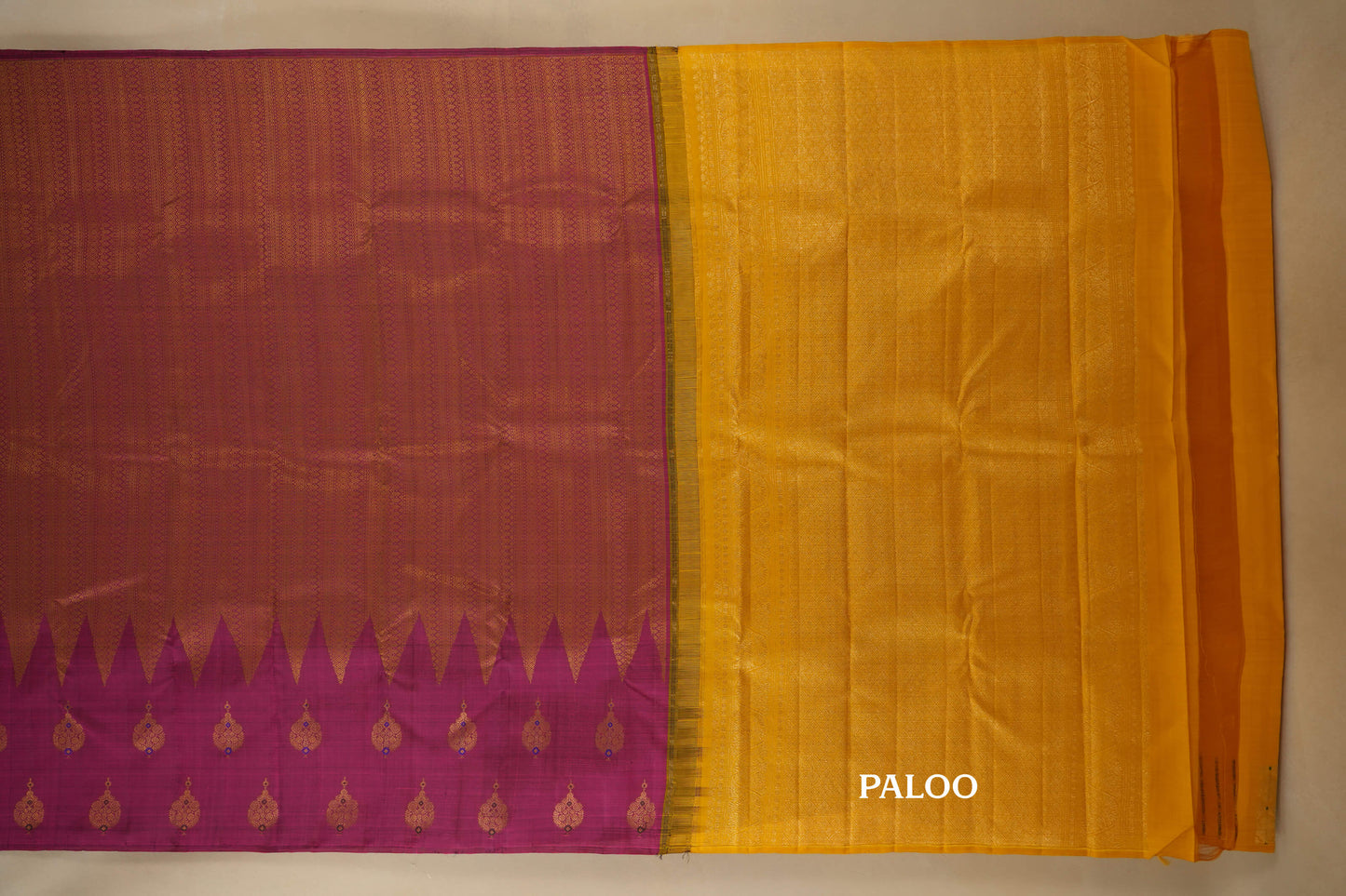 Magenta Kanjivaram Silk Saree paloo