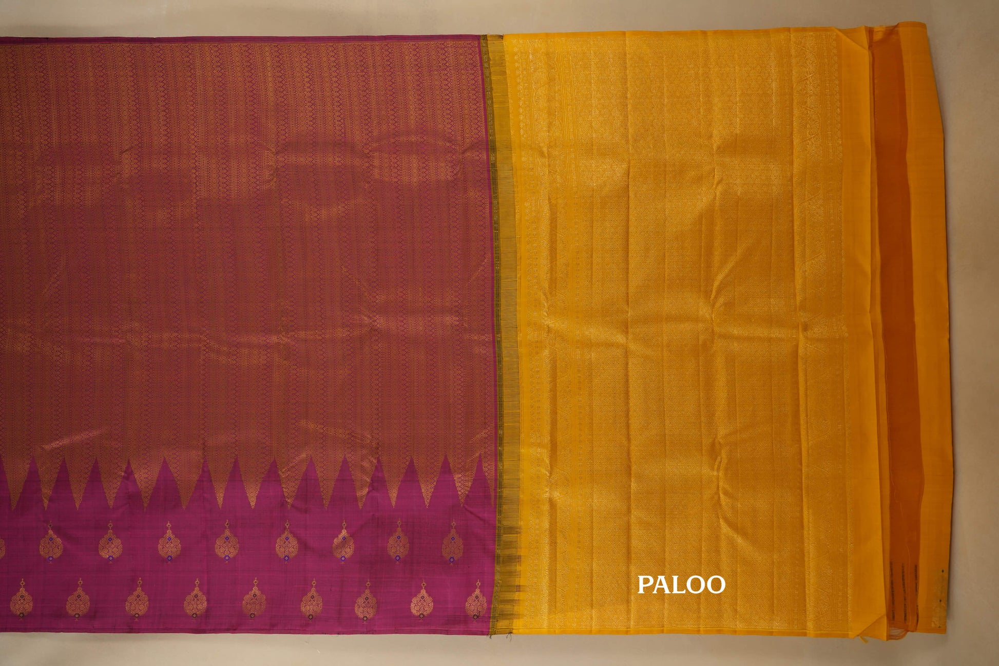 Magenta Kanjivaram Silk Saree paloo
