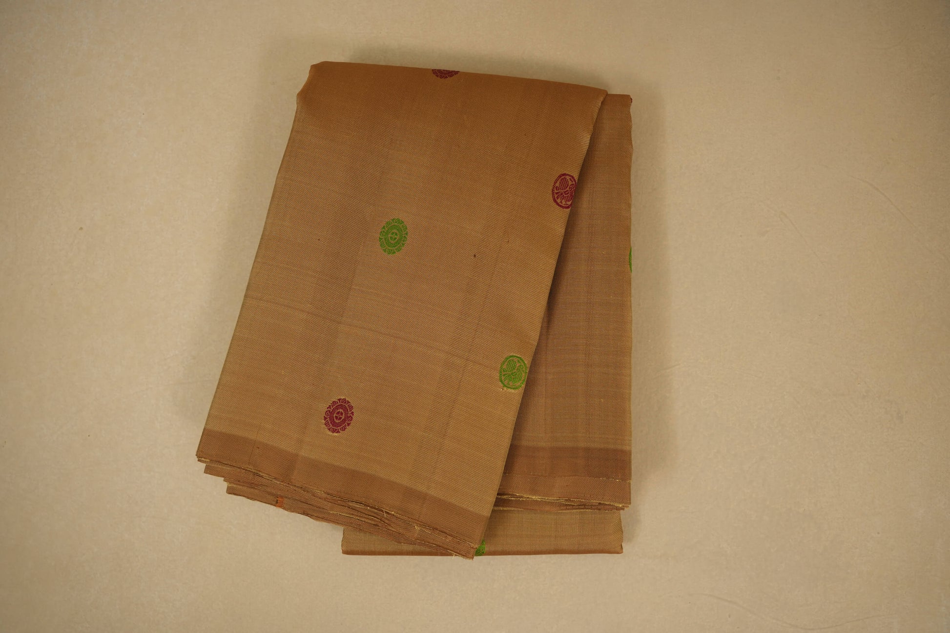 folded Khaki Kanjivaram Silk Saree