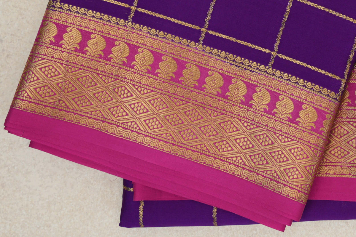 Violet Purple Mysore Silk Saree border