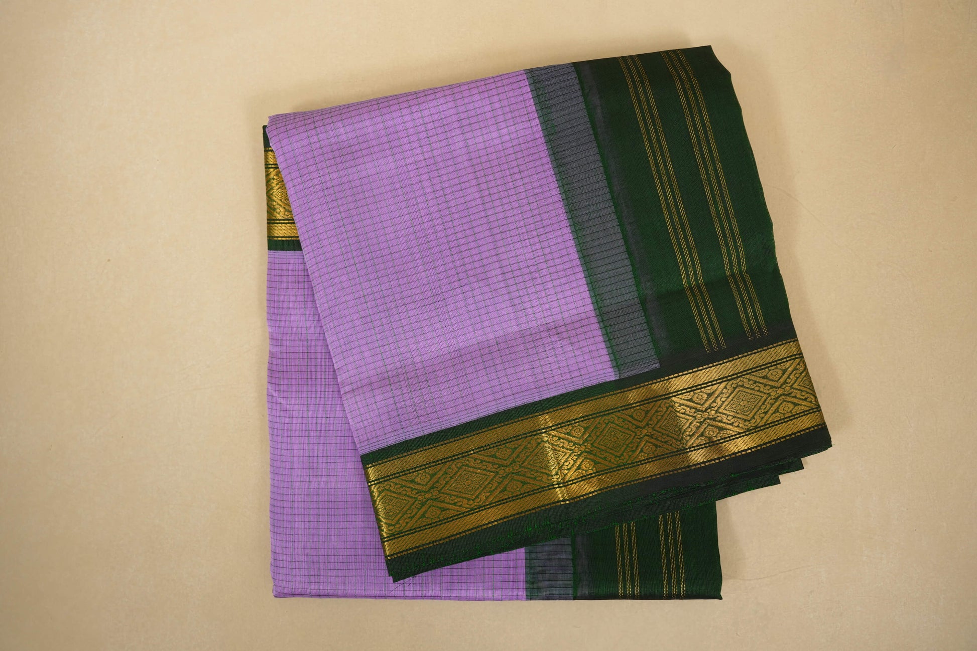 folded Lavender vintage silk cotton saree