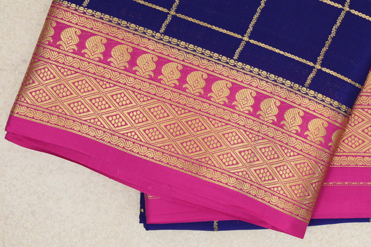 Navy Blue Mysore Silk Saree border