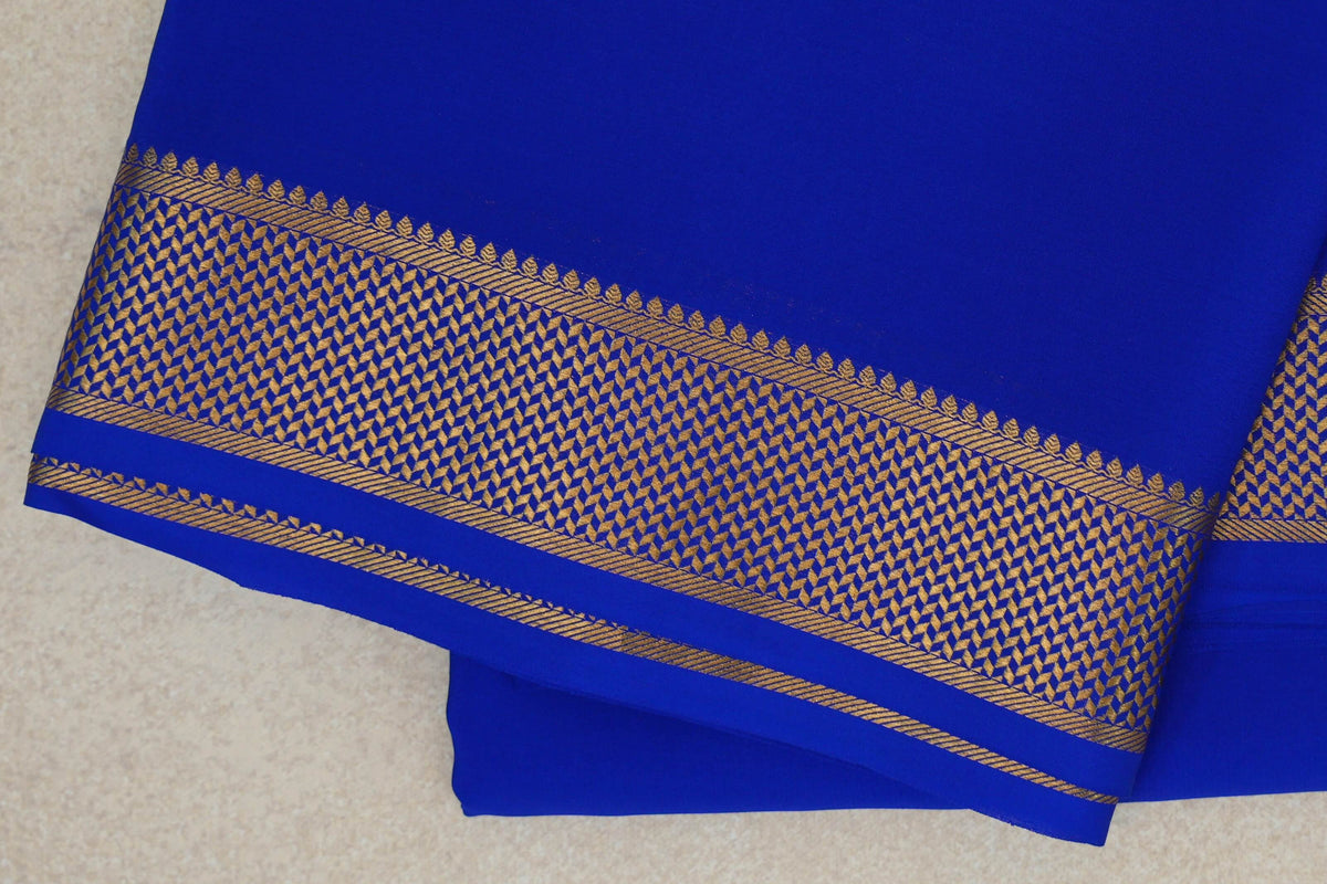 Bright Royal Blue Mysore Silk Saree border