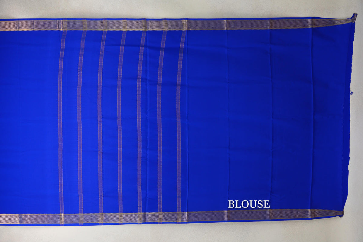 Bright Royal Blue Mysore Silk Saree blouse