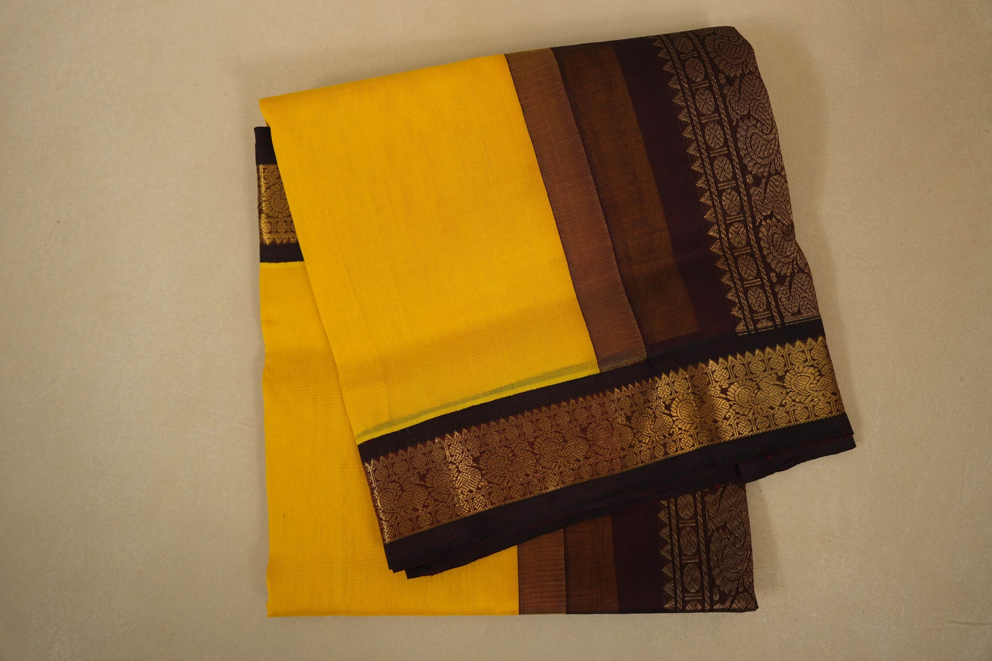 Yellow vintage silk cotton saree