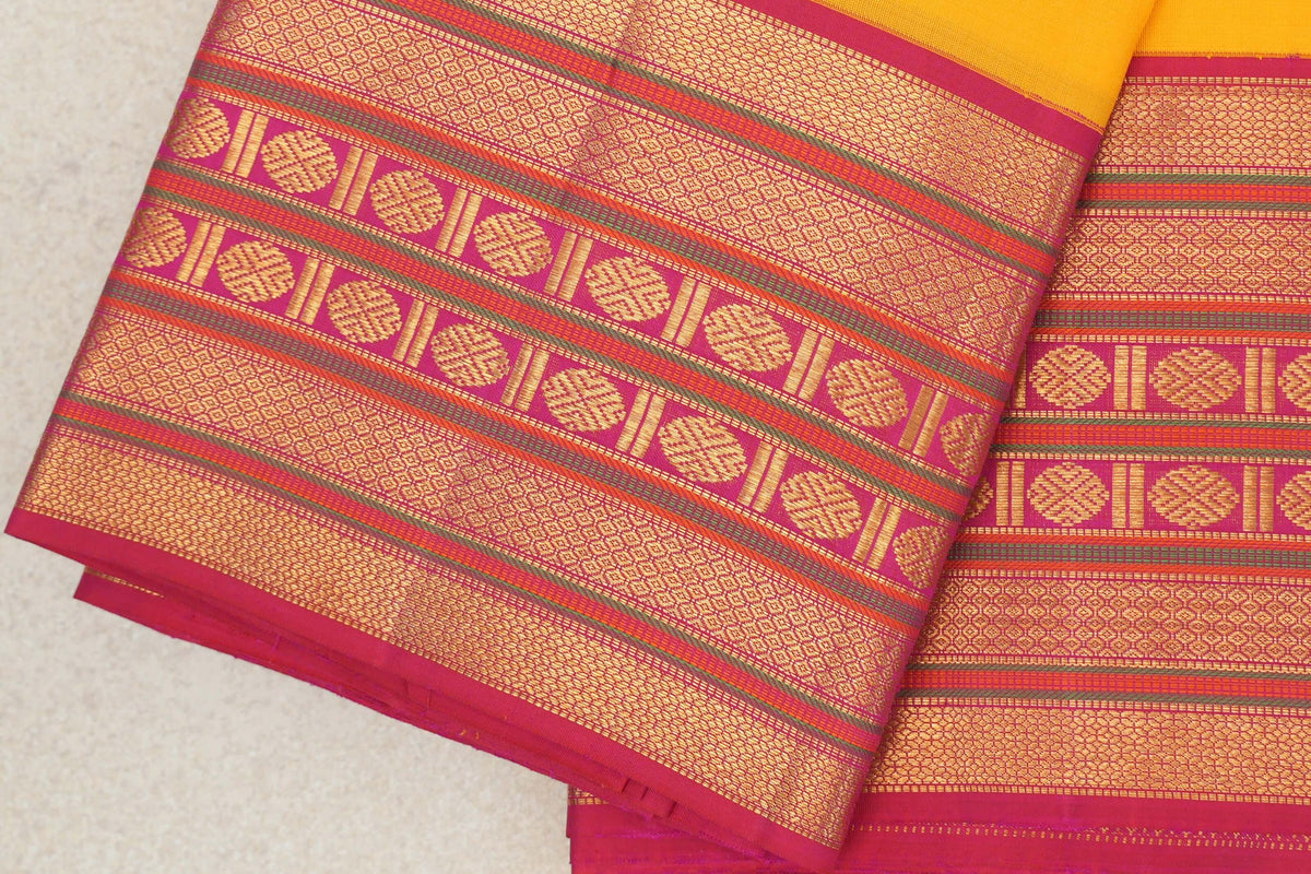 Mango Yellow Vintage Kanjivaram Silk Saree border