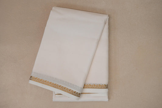 Milk White Mysore Silk Saree SS8985