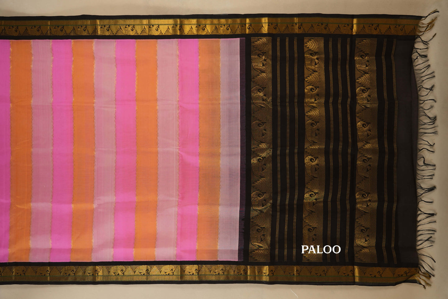 Multi Colour with Black Borders Silk Cotton Saree SS7931