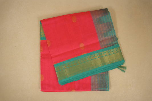 Dark peach vintage silk cotton saree