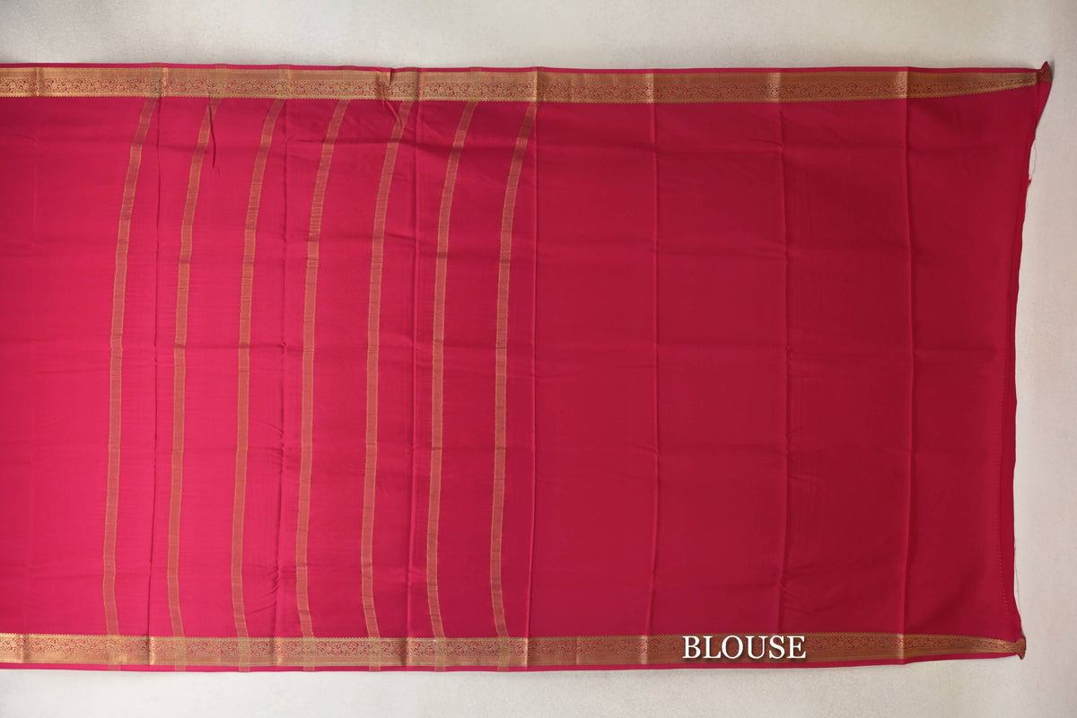 Deep Pink Mysore Silk Saree blouse