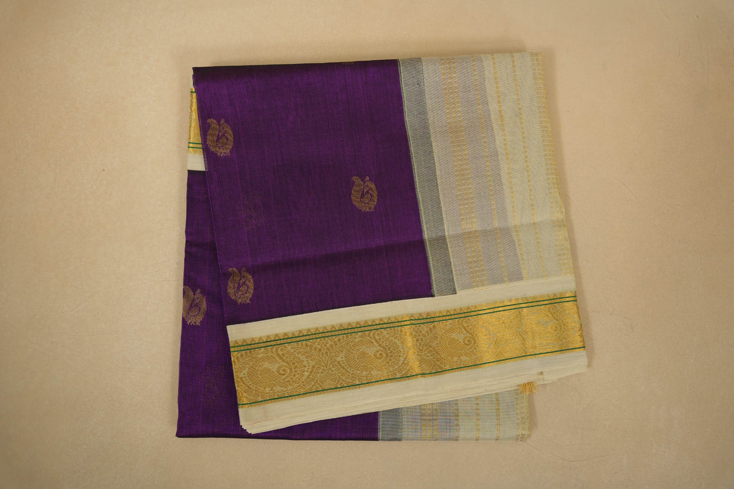Purple vintage silk cotton saree