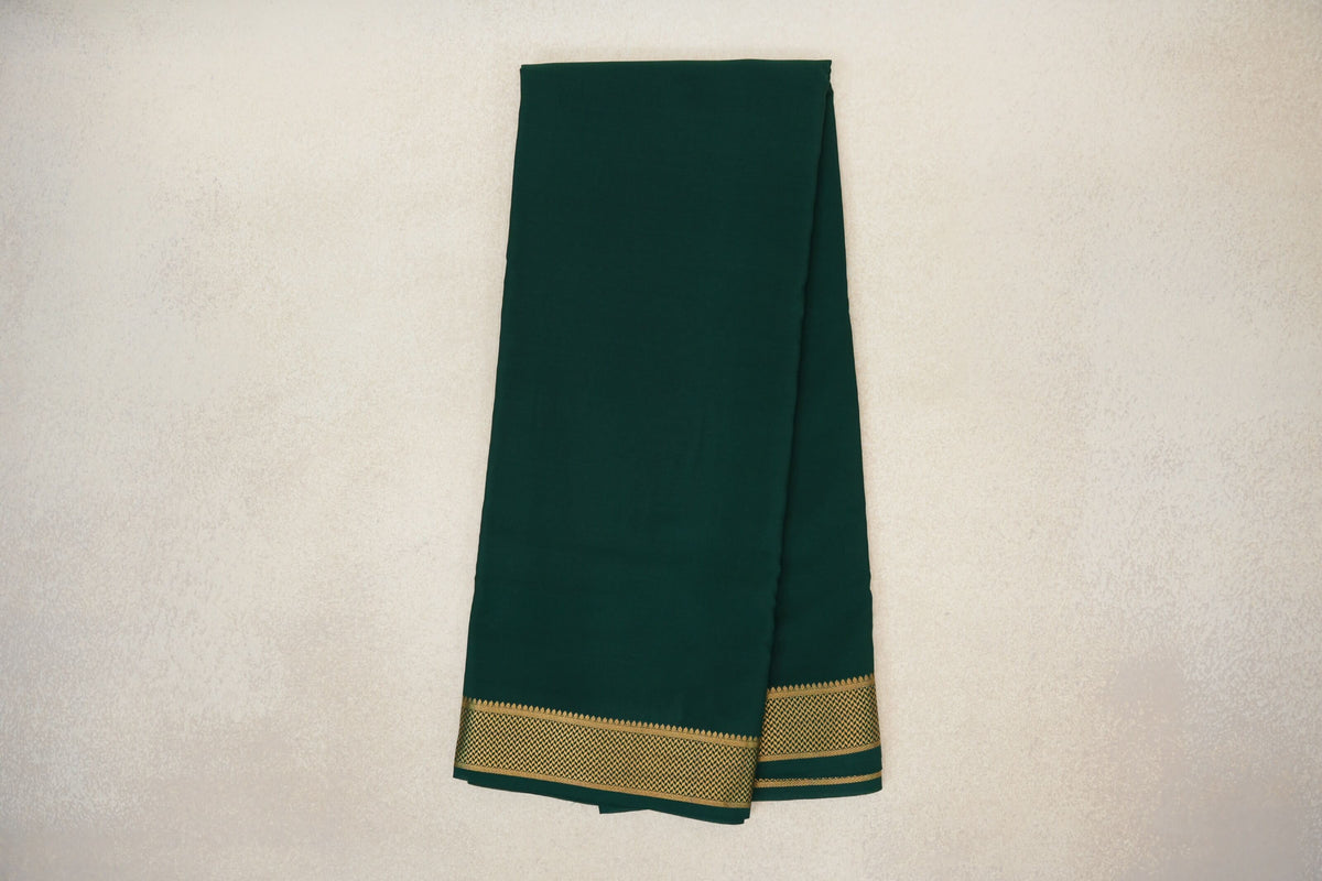 Online Deep Bottle Green Mysore Silk Saree