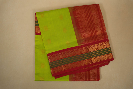 Fluorescent green vintage silk cotton saree