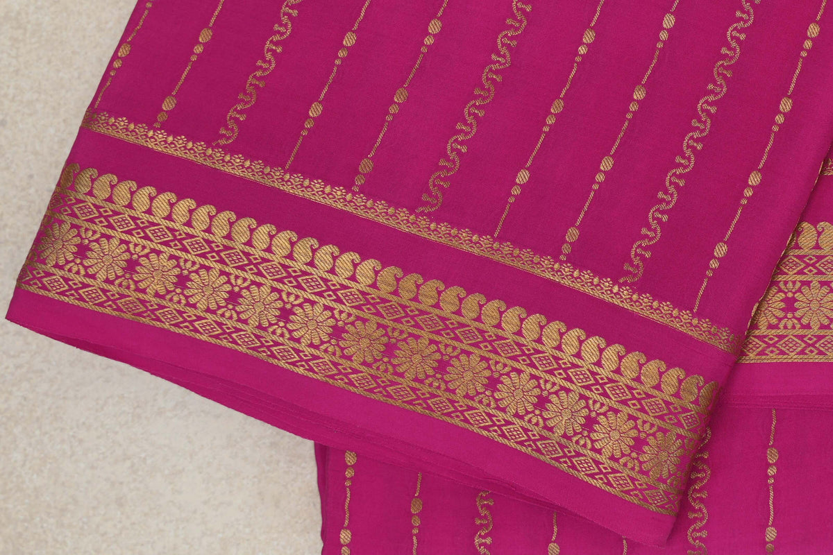 Rani Pink Mysore Silk Saree borders
