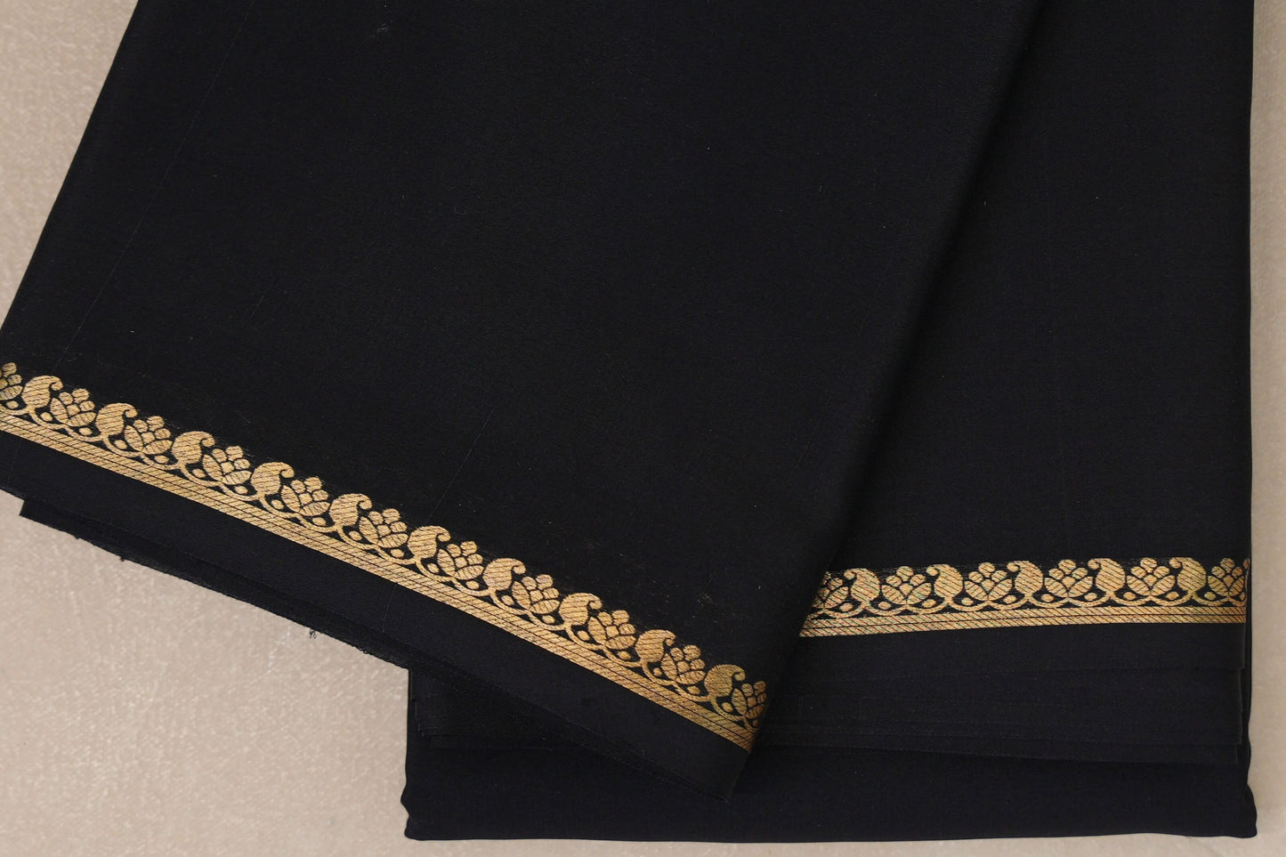 Deep Black Mysore Silk Saree SS8990