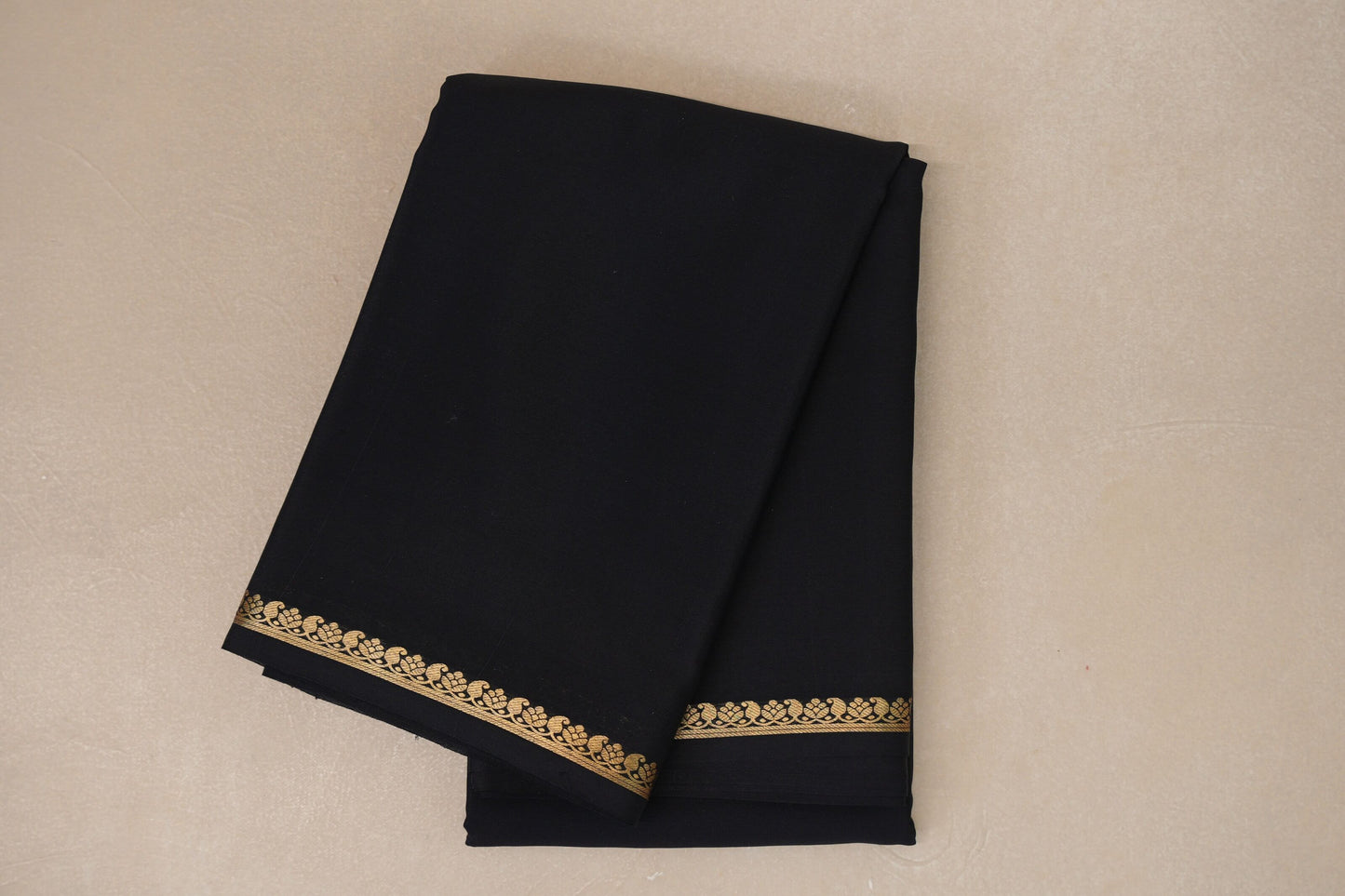 Deep Black Mysore Silk Saree SS8990