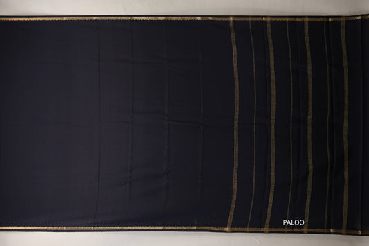 Deep Black Mysore Silk Saree SS8990