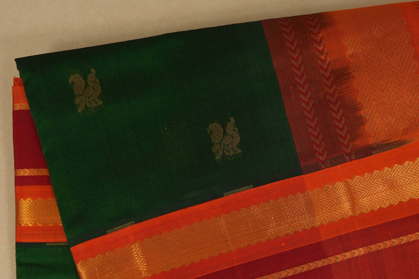 Dark Green Silk Cotton Saree SS7939