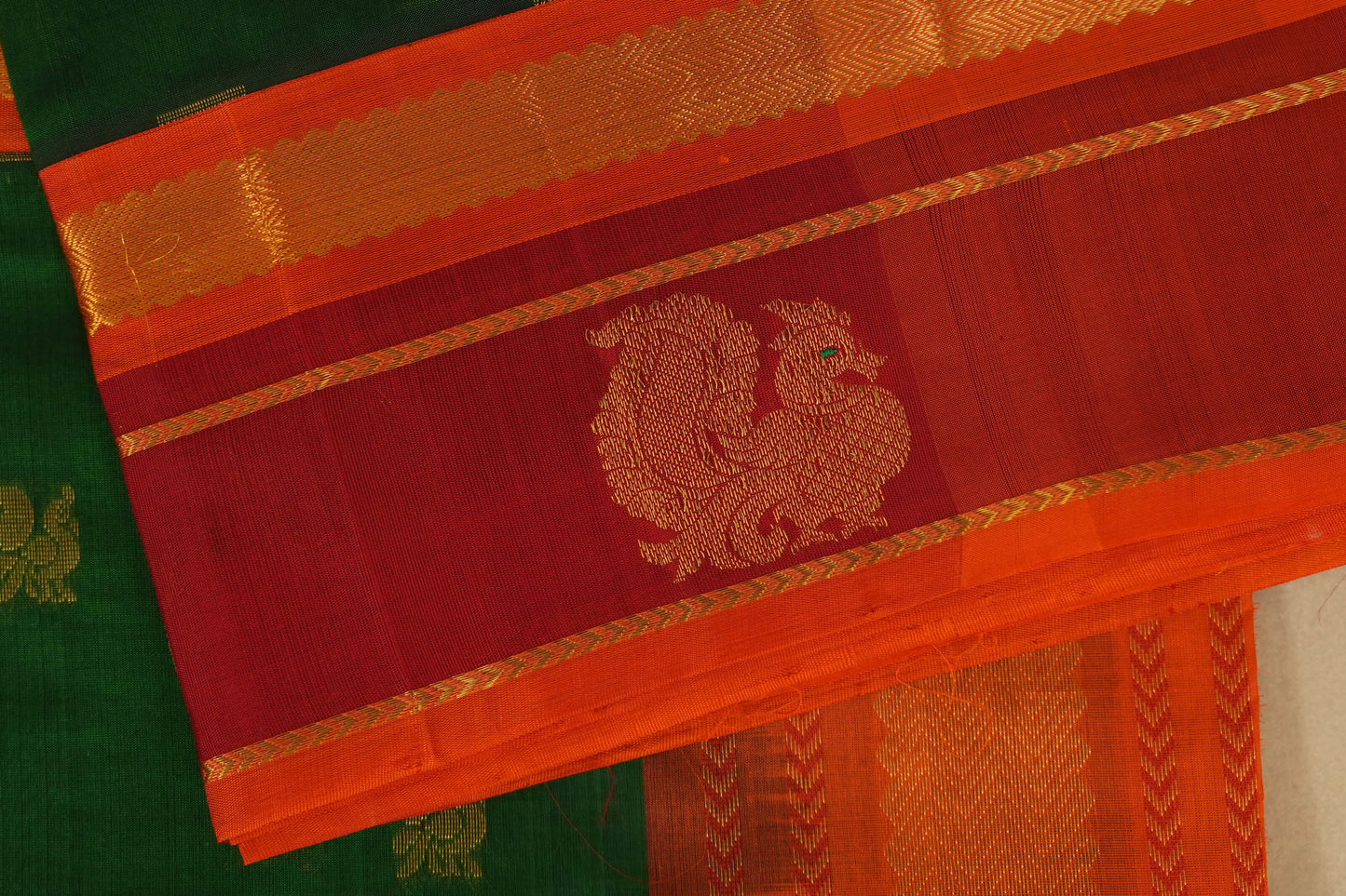 Dark Green Silk Cotton Saree SS7939