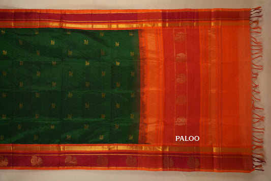 Dark Green Silk Cotton Saree SS7939