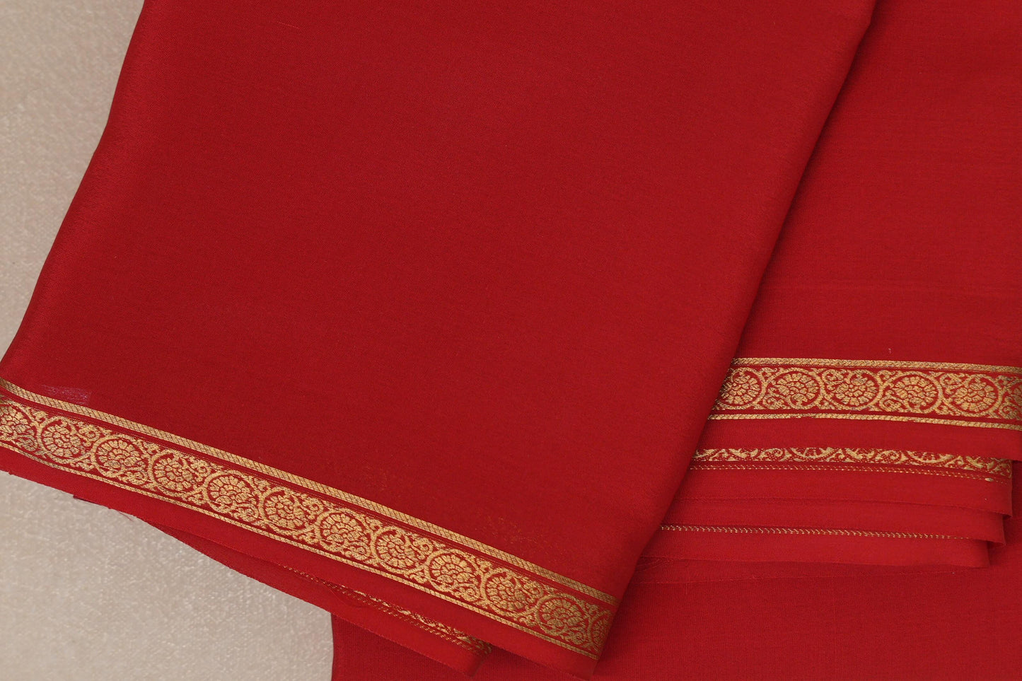 Bright Red Mysore Silk Saree SS8992