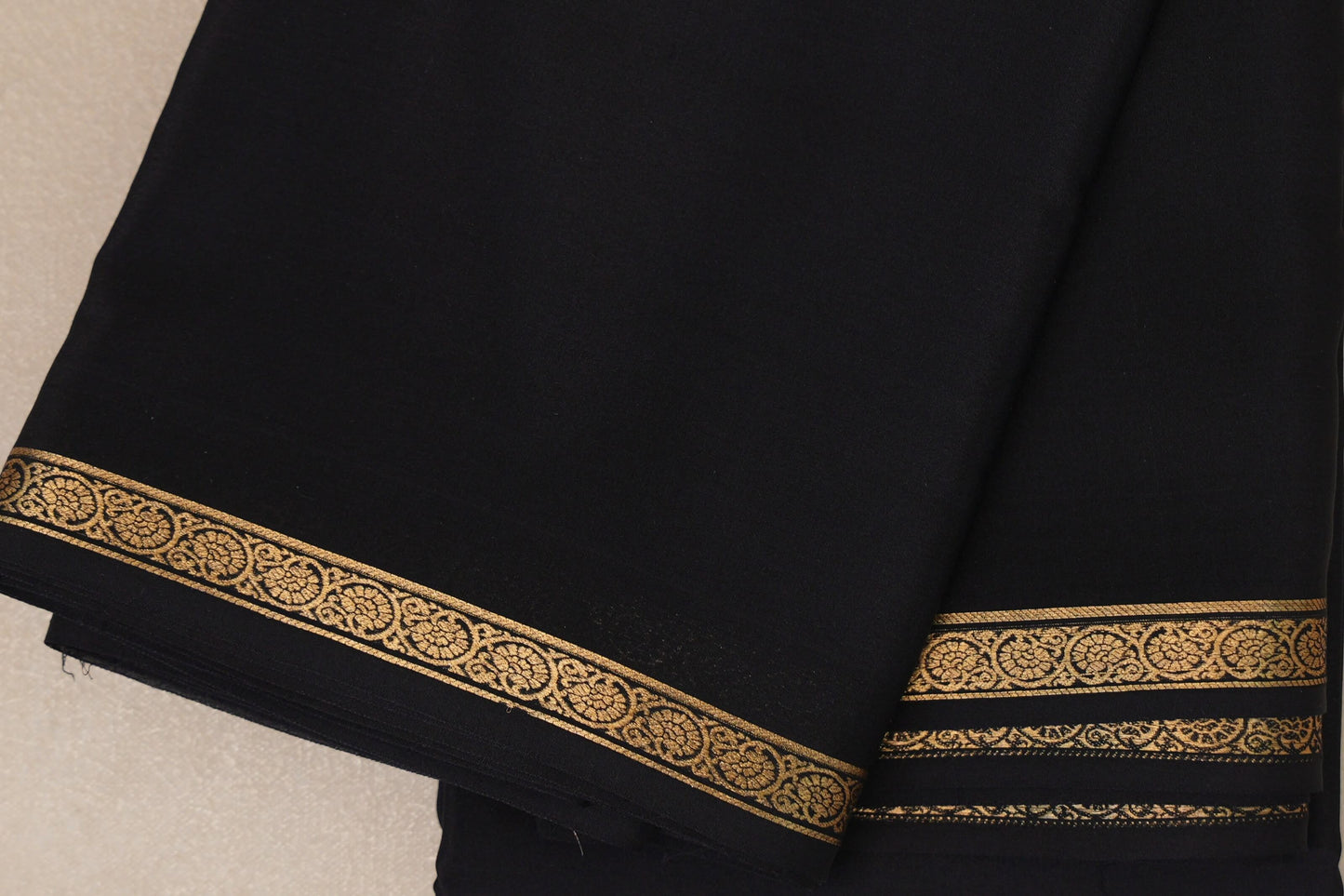 Deep Black Mysore Silk Saree SS8993