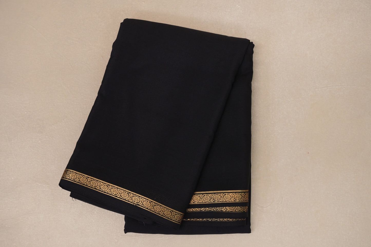 Deep Black Mysore Silk Saree SS8993
