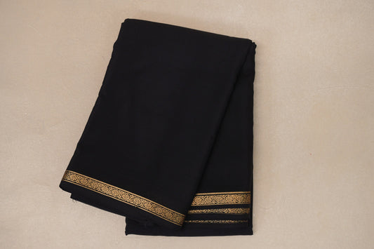 Deep Black Mysore Silk Saree SS8993