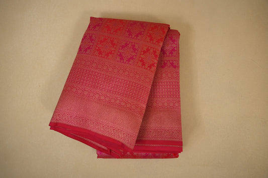 Reddish Pink Kanjivaram Silk Saree SS7942