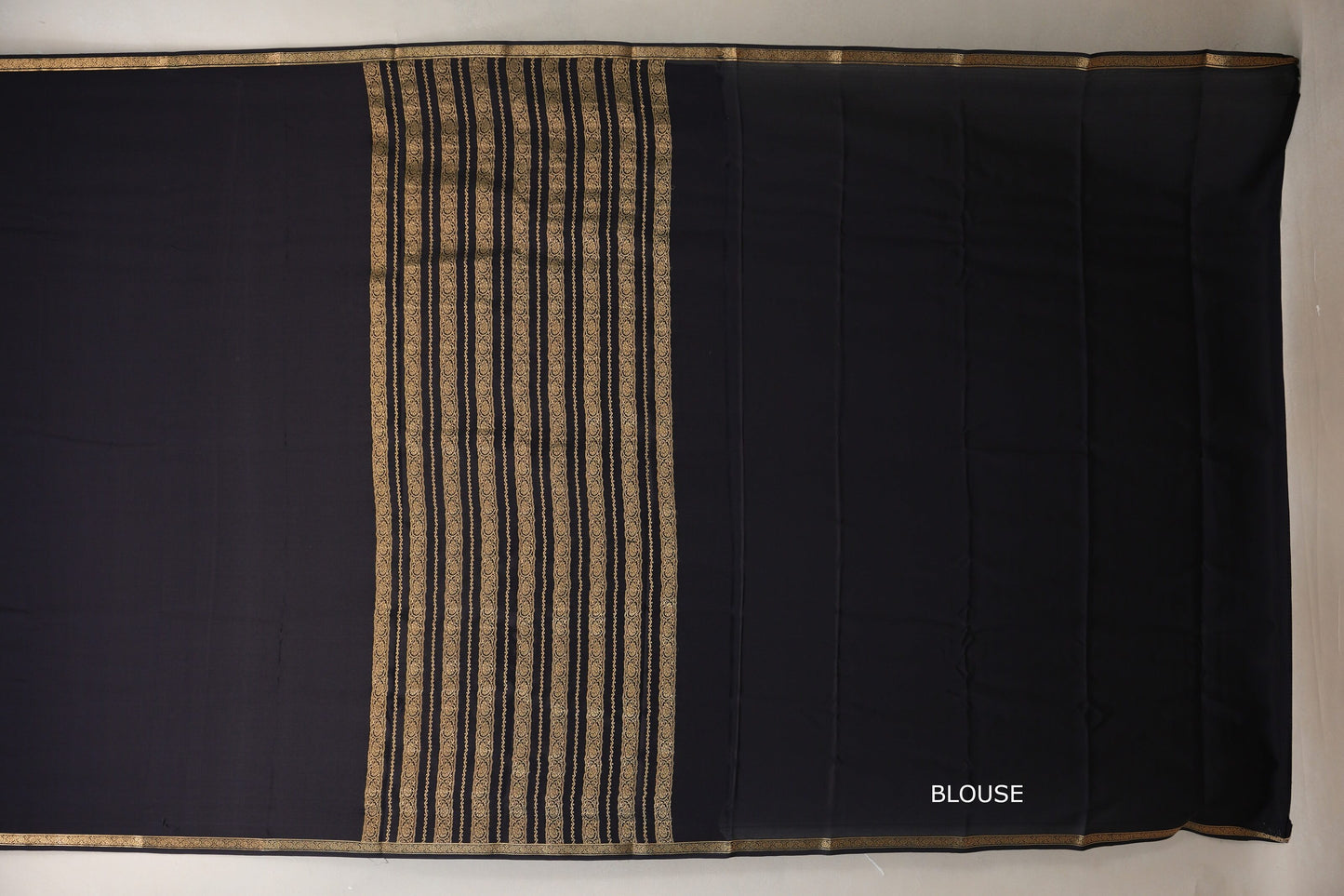 Deep Black Mysore Silk Saree SS8993