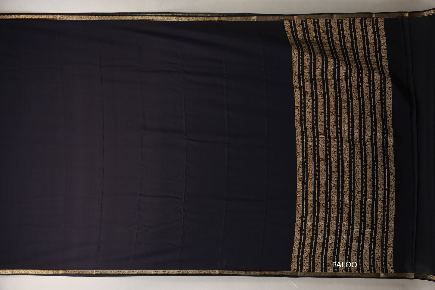 Deep Black Mysore Silk Saree SS8993