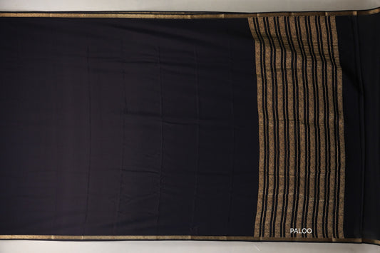 Deep Black Mysore Silk Saree SS8993