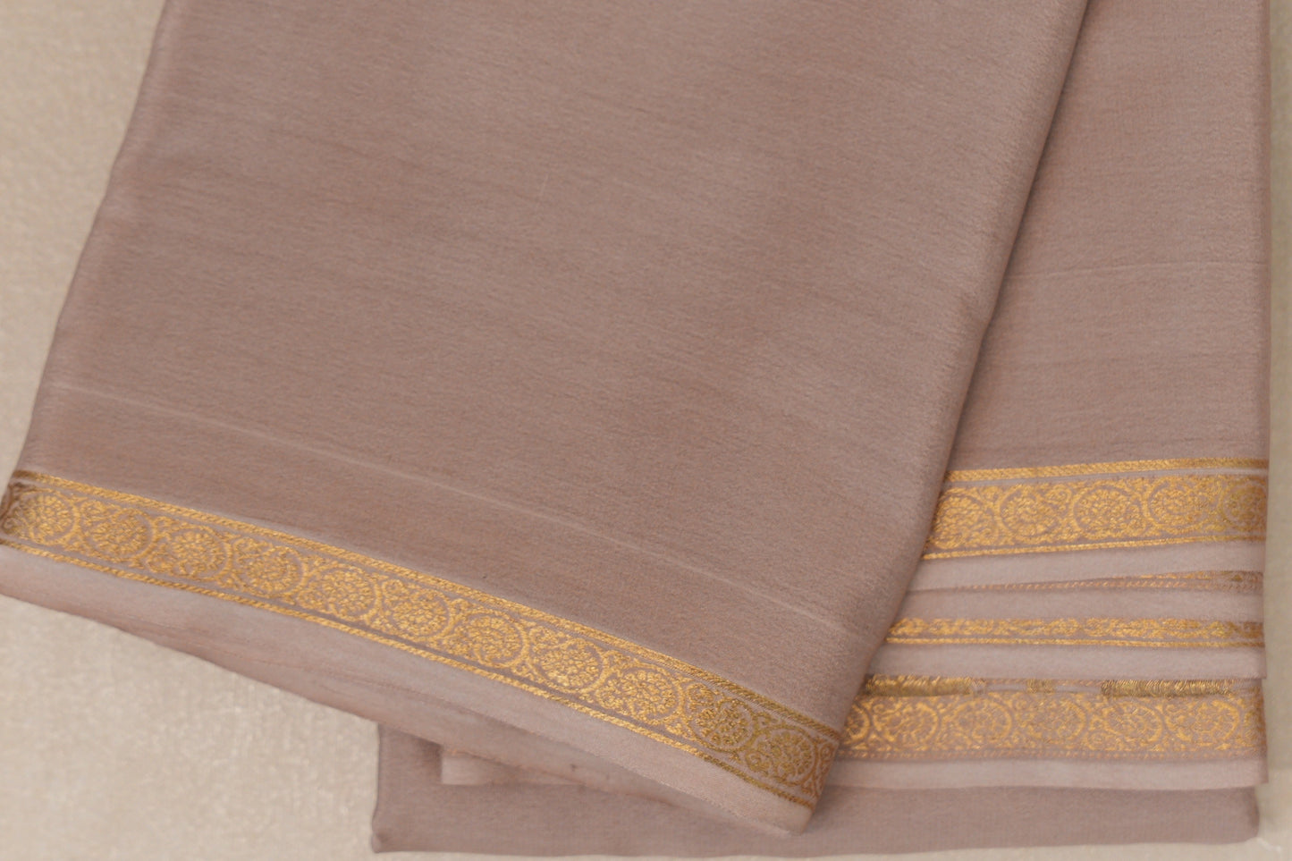 Dark Beige Mysore Silk Saree SS8994