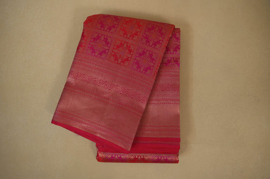 Reddish Pink Kanjivaram Silk Saree SS7946