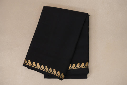 Deep Black Mysore Silk Saree SS8998