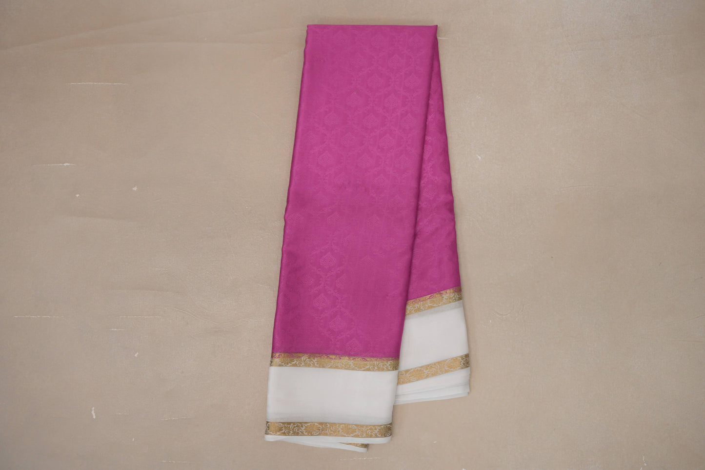 Pink with Milk White Borders Mysore Silk Saree SS9003